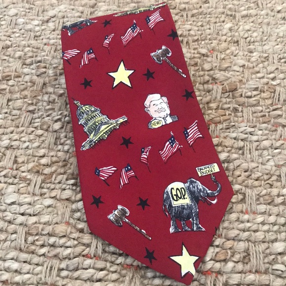 Mike Luckovich Silk Republican Red Tie GOP